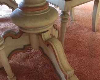 One of two bases of the dining table by Stanley Furniture Co. of VA