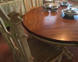 Dining table with leaf & 6 matching chairs, by Stanley Furniture Co, Stanleytown, VA