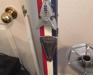 Pair of "American Stripe" K2 skis with Lotork and Solomon bindings