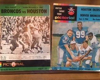 1967 Broncos vs Houston program and 1966 Houston vs. Denver program by Pictorial