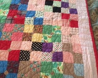Handmade crazy block quilt, twin size