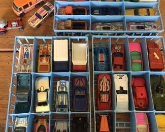 Several trays of Hot Wheels cars & trucks, a few by Matchbox & Corgi