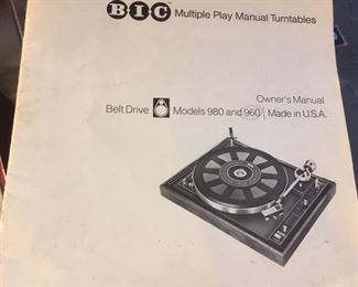 Manual for turntable by BIC