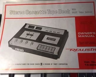 Owner's manual for Realistic cassette tape deck