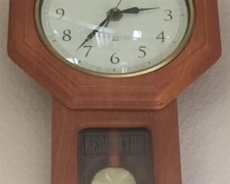 Regulator school-house style wall clock; working