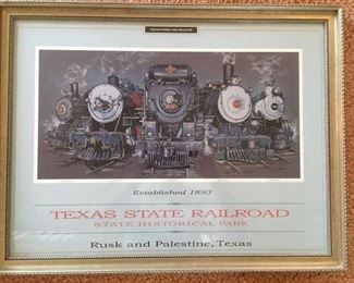 Framed litho poster from the Texas State Railroad State Historical Park, Rusk & Palestine, TX