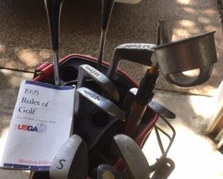 Set of various club with bag on wheels