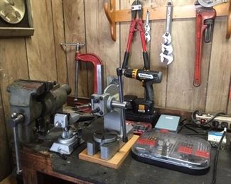 Various bench equipment, power and hand tools