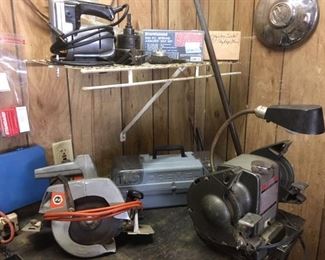 Various bench equipment, power and hand tools