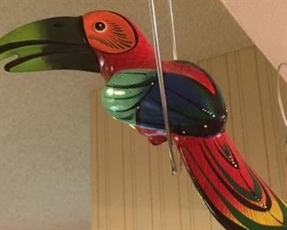 Vintage painted ceramic folk art Toucan from Mexico
