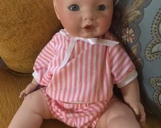 Antique full bisque infant doll "Judy", with painted eyes, #1605, Scioto (c) 1985