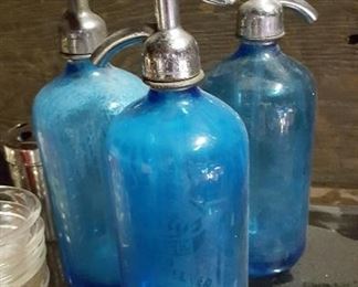 Vintage soda canisters -- beautiful blue!