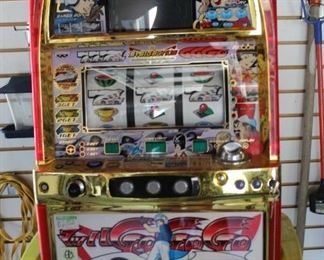 slot machine and high directors chair yard and garden tools