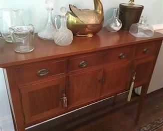 Craftique sideboard with antique and vintage brass and glass
