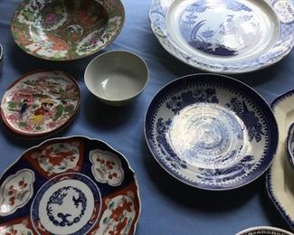 Lots of blue and white and oriental items