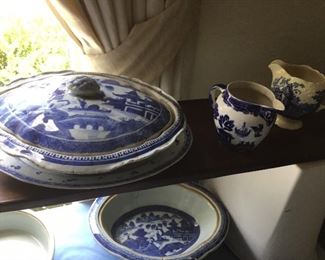 Antique blue and white tureen