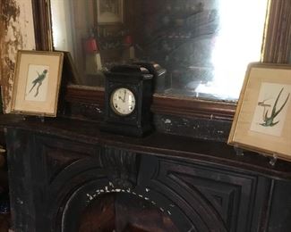 Bird prints on the mantle of the Painted Parlor