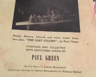 Vintage Lost Colony song book