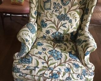 Crewel wing chair