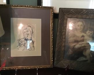 Part of a collection of Madonna and child artwork
