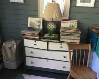 Vintage chest of drawers with LPs