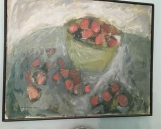 Mary Ann Jenkins, noted NC artist. Early large oil on canvas in dining room.