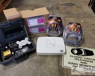 410:
Q-See 8 Channel HD QC858, Three HD Color Security Cameras, 75 OHm Coaxial Video/Power Cable
* Q-See QC858-2 8 Channel 1080p HD IP Security Network Video Recorder NVR 2TB. This system also has bandwidth capacity to record at 3mp and 5mp resolutions.
* Three Freedom IP HD Color Security Cameras, Model OCN8012B,
* 4 sets of Q-See brand 75 OHM coaxial video/power cable, 100 ft each.
* Pyle 7" Widescreen TFT/LCD video monitor with headrest shroud and remote control, Model PLHR76