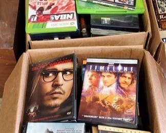 417:
Two Boxes Full of Assorted DVDS, Video Games and VHS Tapes
Two boxes full of endless family night fun!!! Dozens and dozens of DVDs, XBOX 360 video games, and VHS tapes.