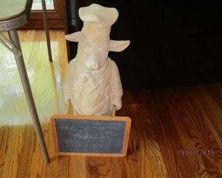 Large pig chef figurine