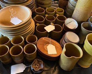 Large set of pottery plates Bowls cups all custom made from Minnesota