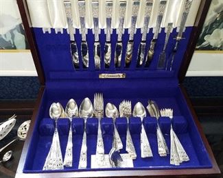 Set of silverplate flatware in fitted case