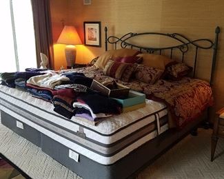 King with split box spring and iron headboard