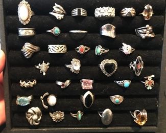 Assorted sterling silver rings