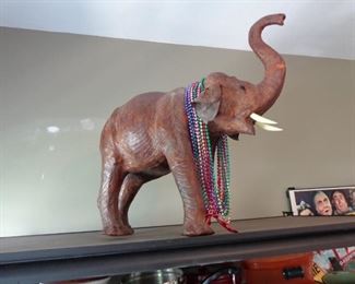 Leather elephant! (Tusks are plastic, not ivory.)