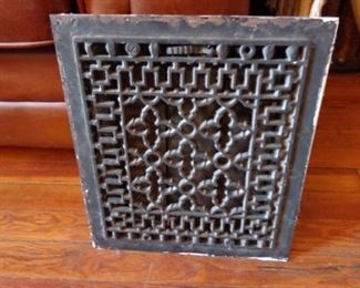 One of the antique cast iron register/air vent covers available throughout the house.