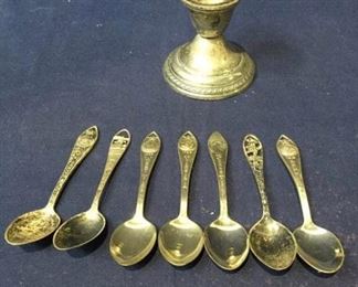 Demitasse Sterling Silver State Spoons & Candle Holder https://ctbids.com/#!/description/share/186713