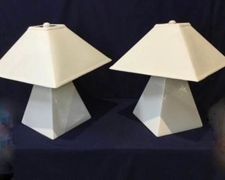 Two Art Deco White Matching Table Lamps https://ctbids.com/#!/description/share/186715