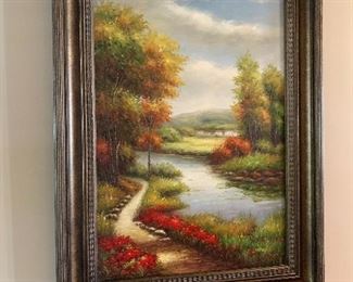 Oil Landscape Painting 24” x 36 “, Artist:  Alfred G
