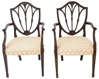 8. Pair Hepplewhite Style Shield Back Armchairs