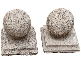 15. Pair of Diminutive Concrete or Cast Stone Garden Spheres