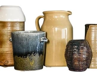 16. Lot of Five 5 Stoneware Jugs Pitchers