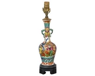 23. Vintage Chinese Ceramic Hand Painted DRAGON VaseTable Lamp