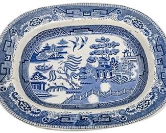 25. 19th c English Blue Willow Platter