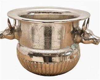 27. Polished Aluminum Steer Head Champagne Bucket
