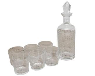 37. Art Deco Style Seven 7 Piece Glass DecanterLiqueur Set