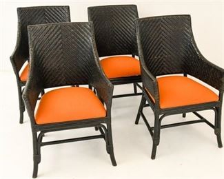 44. Set of Four 4 Bamboo Rush Garden Chairs