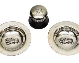 47. Pair Sterling Silver Trays Inkwell