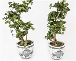 56. Fine Pair of Antique Chinese Porcelain Planters Republic Period