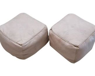 61. Pair of Handcrafted Leather Ottomans
