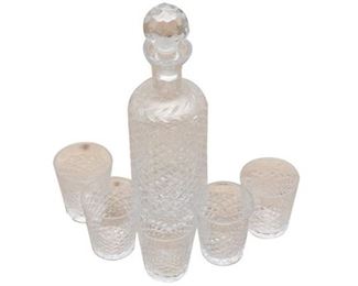 72. Six 6 Piece Cut Glass Liqueur Set